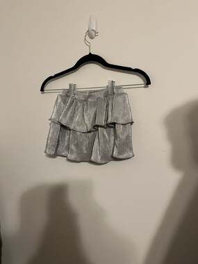 Disney Toddler Girls Silver Metallic Shimmer Tiered Ruffle Skirt